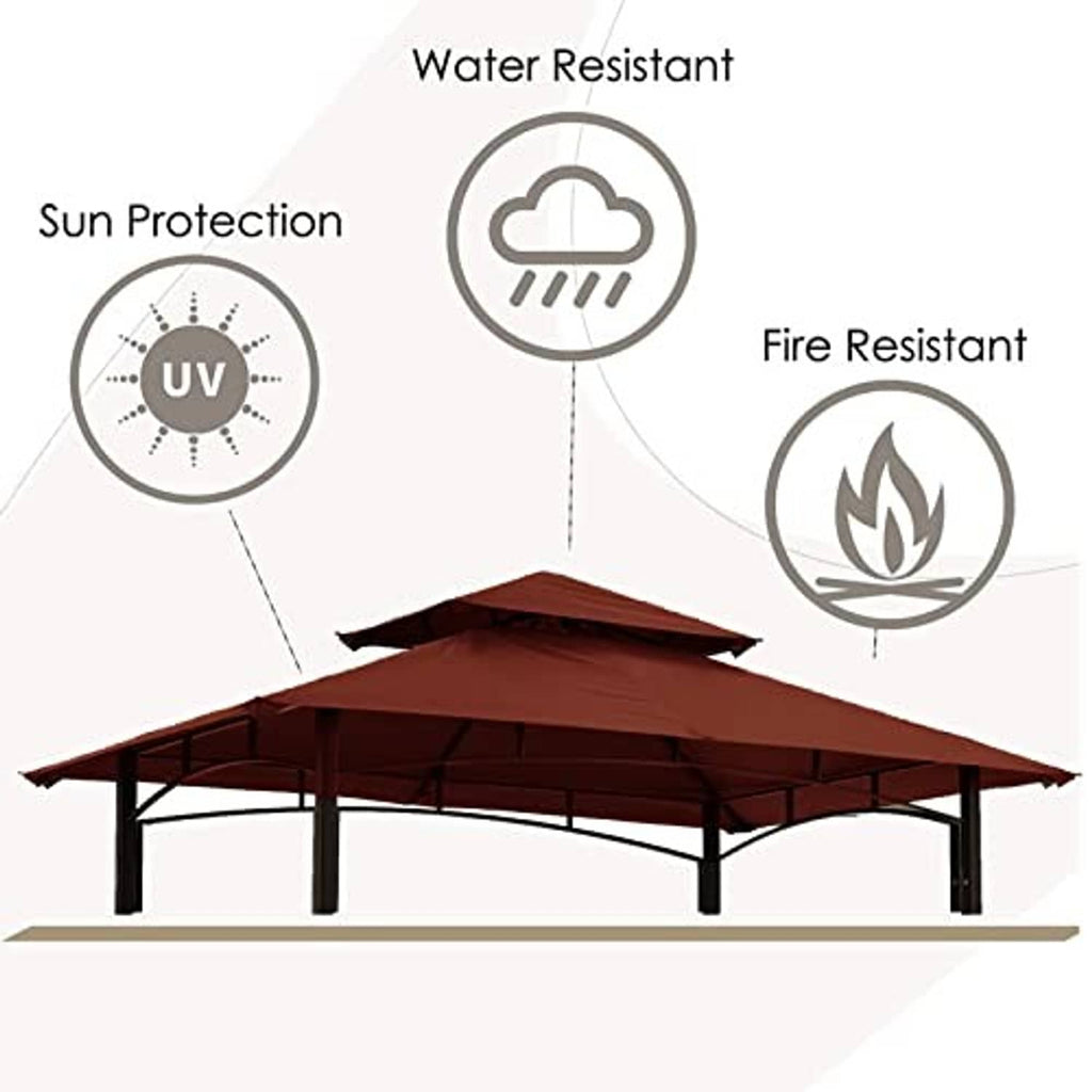 Burgundy replacement grill gazebo canopy roof with peaked design