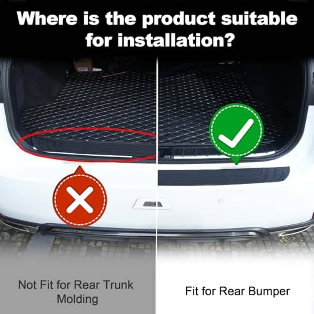 Black rear bumper protector fitted over bumper area with textured tread surface
