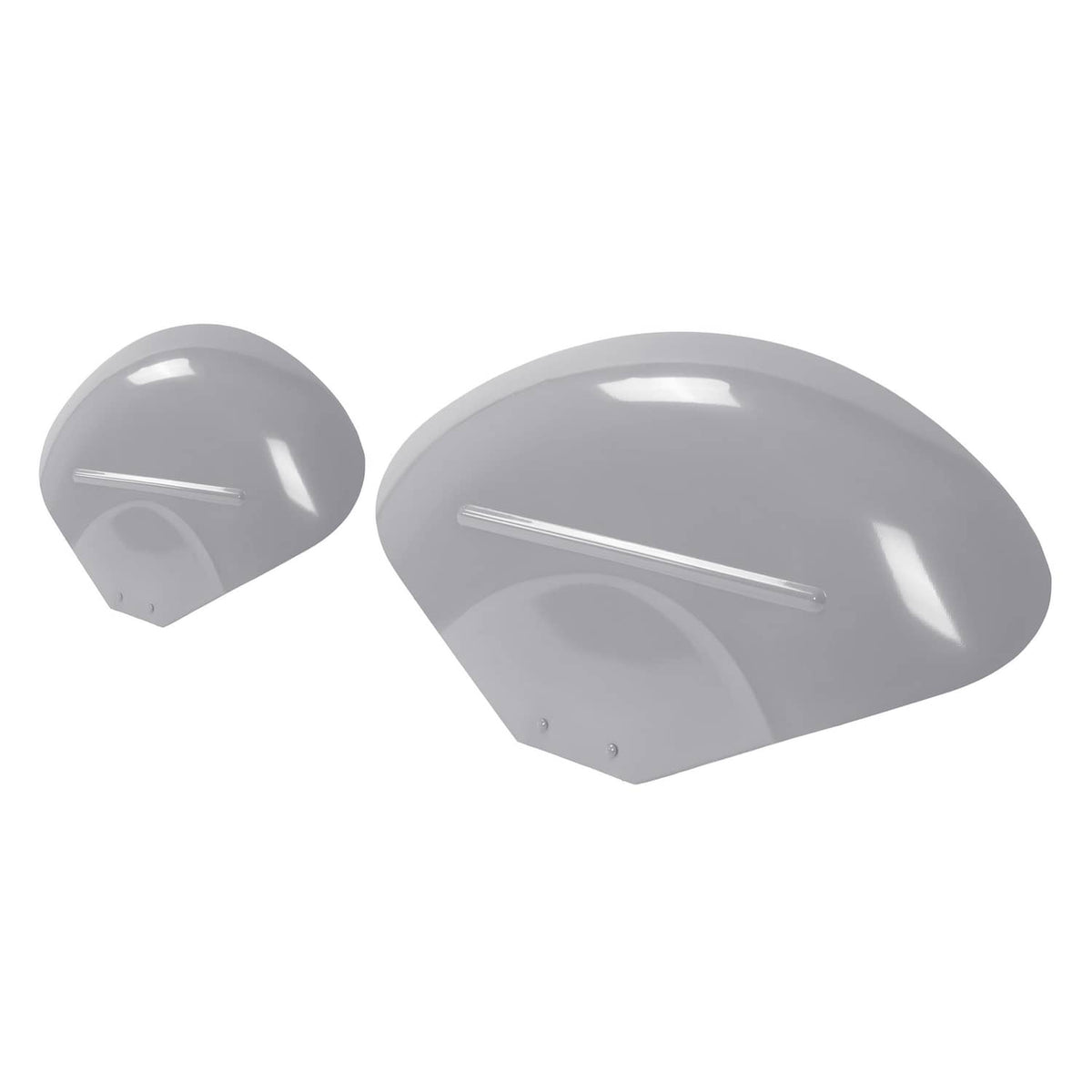 Gray fender skin panel set with two curved pieces and long accent slots