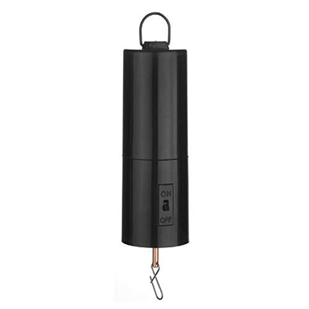 Black cylindrical hanging spinner motor with loop hook and small safety clip