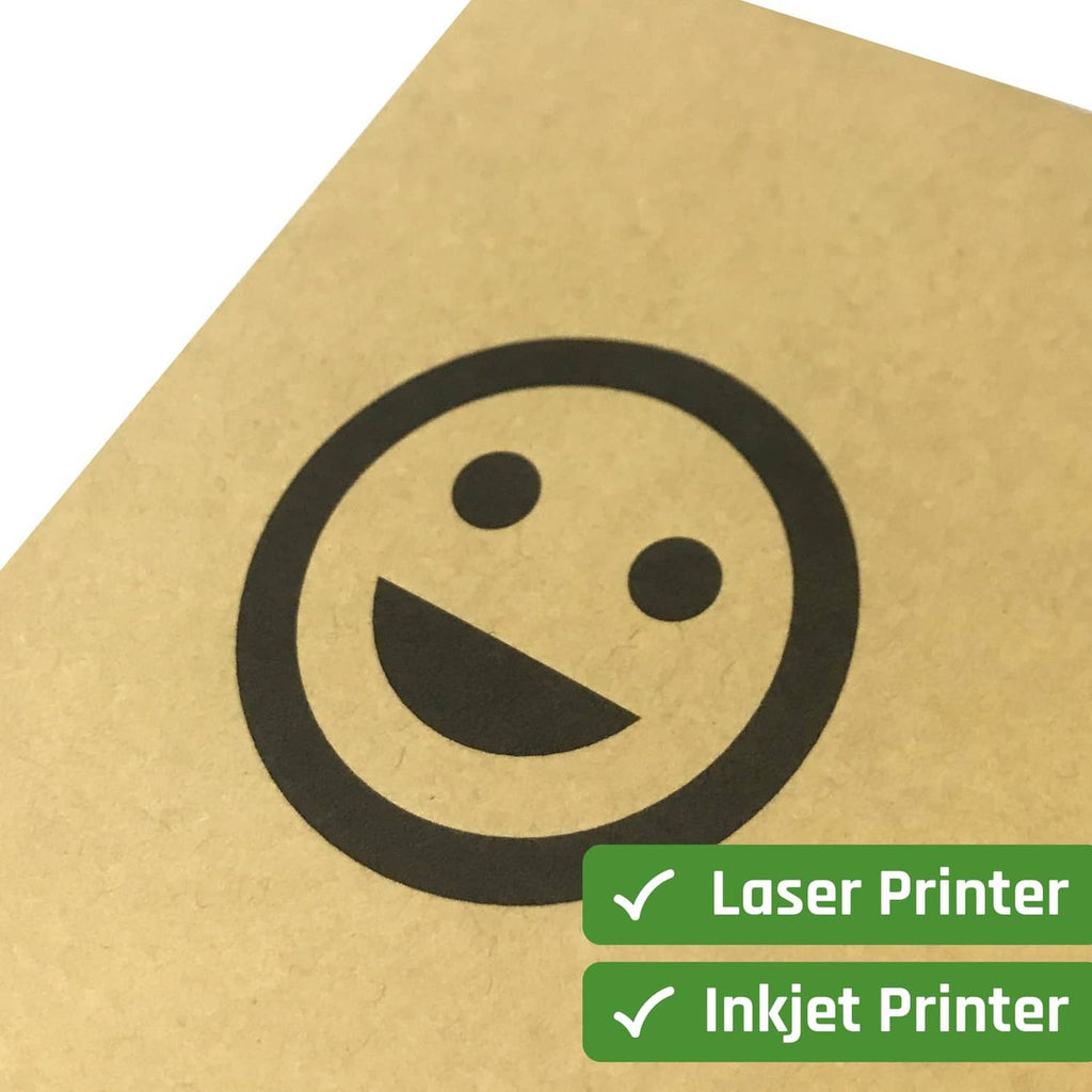 Kraft sticker paper sheet with smiley face icon, print-ready label