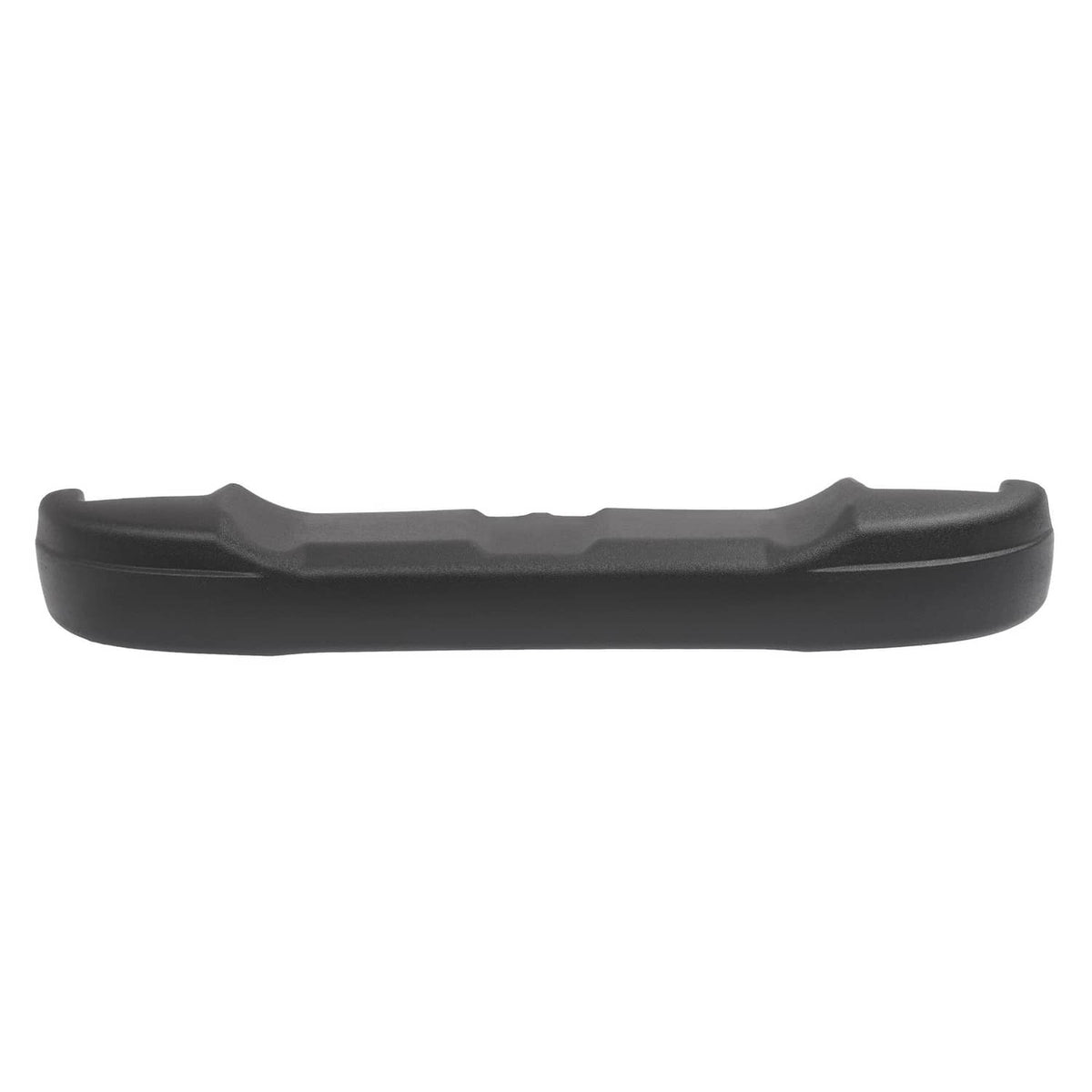 Dark gray rear bumper cover for golf cart, curved front edge and molded details