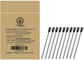 10-pack ballpoint pen refills, black tips, slim silver barrels