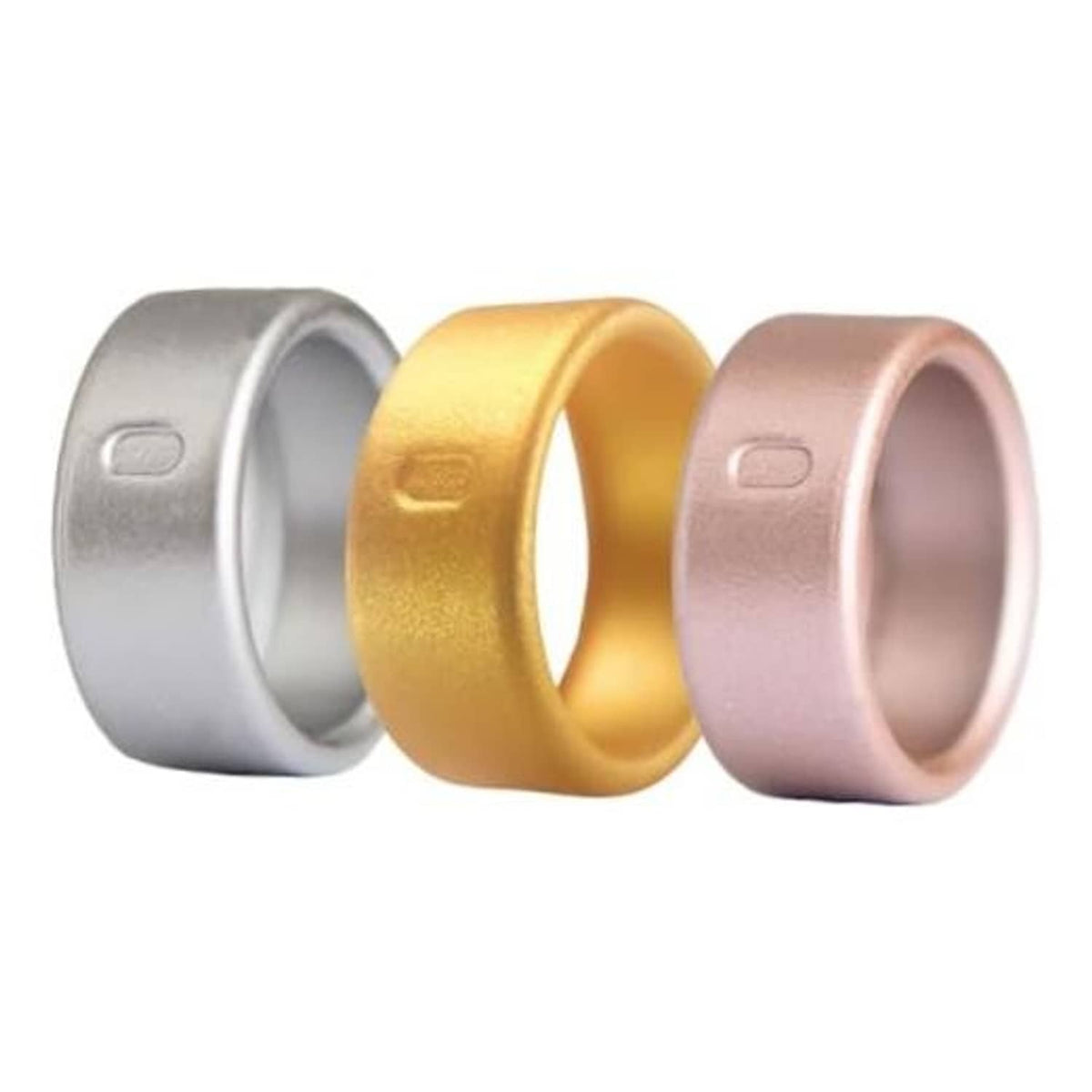 Metallic smart silicone ring covers, silver, gold and rose set of three.