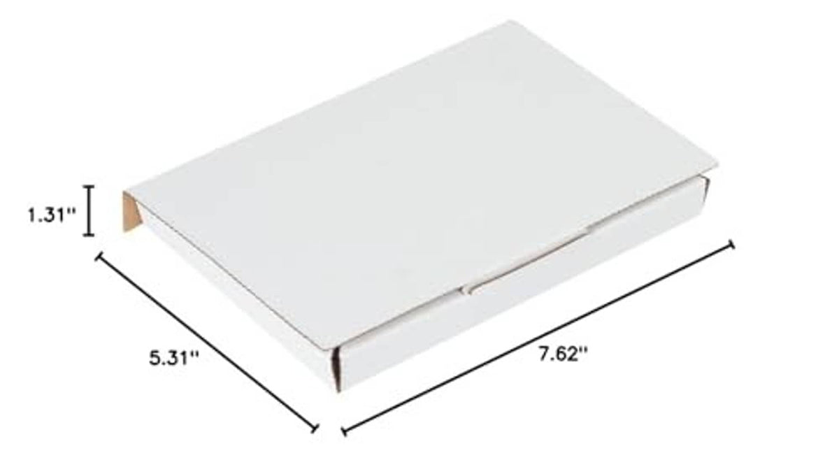 White shipping box dimensions: 7.62 in L, 5.31 in W, 1.31 in H