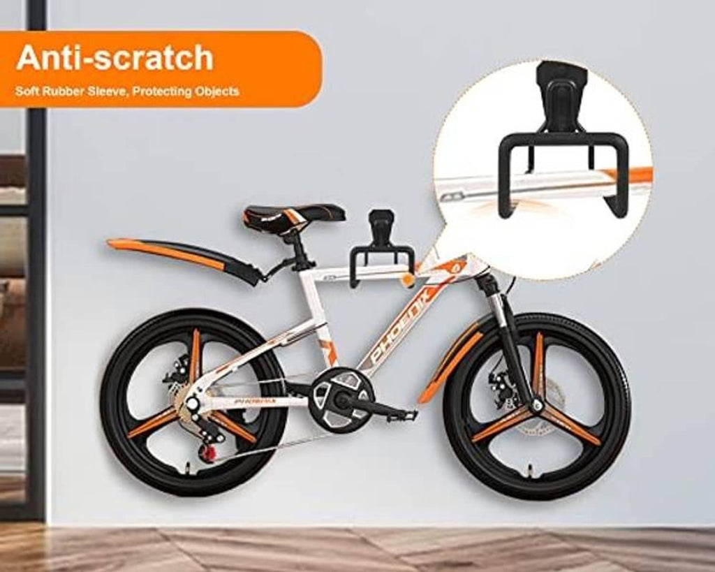 Black metal wall-mounted hose hanger with U-shaped cradle