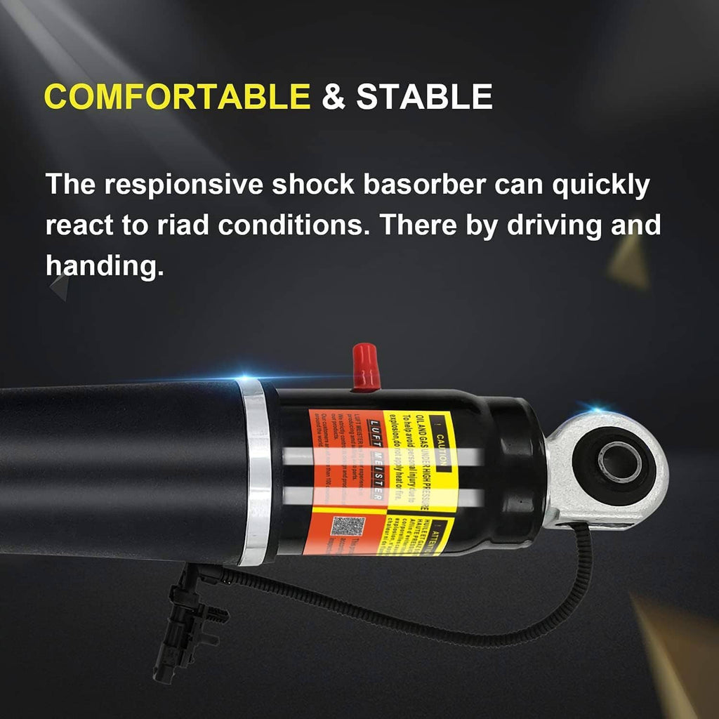 Single rear air shock absorber with black body, silver rod, and mounting eye