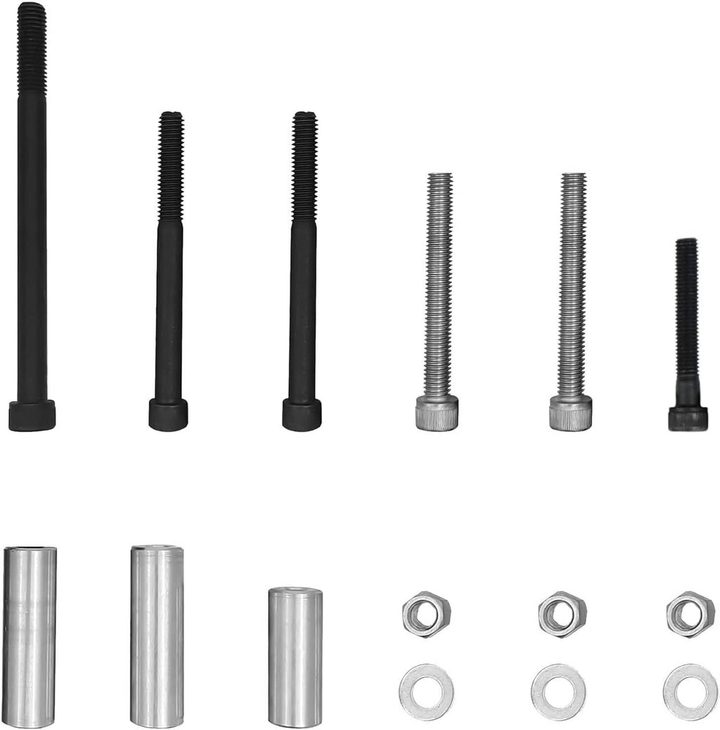 Mixed mounting bolts and metal sleeves with nuts for high mount A/C bracket kit