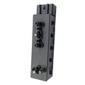 Power seat control switch panel with rotary knobs and side connector ports, dark gray