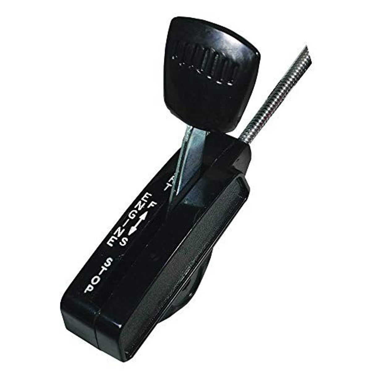 Throttle control cable end with black housing and attached coiled braided metal spring