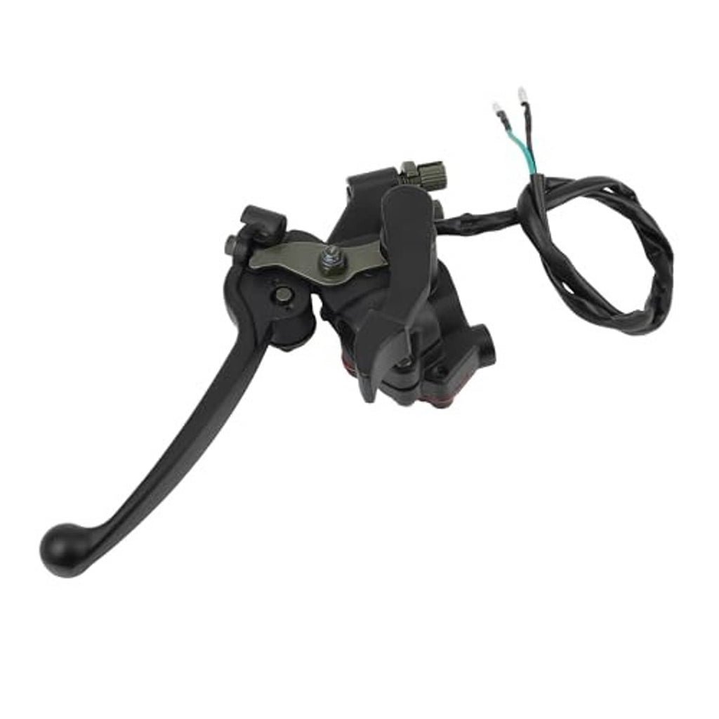 Black brake and throttle lever assembly with wiring harness and cables