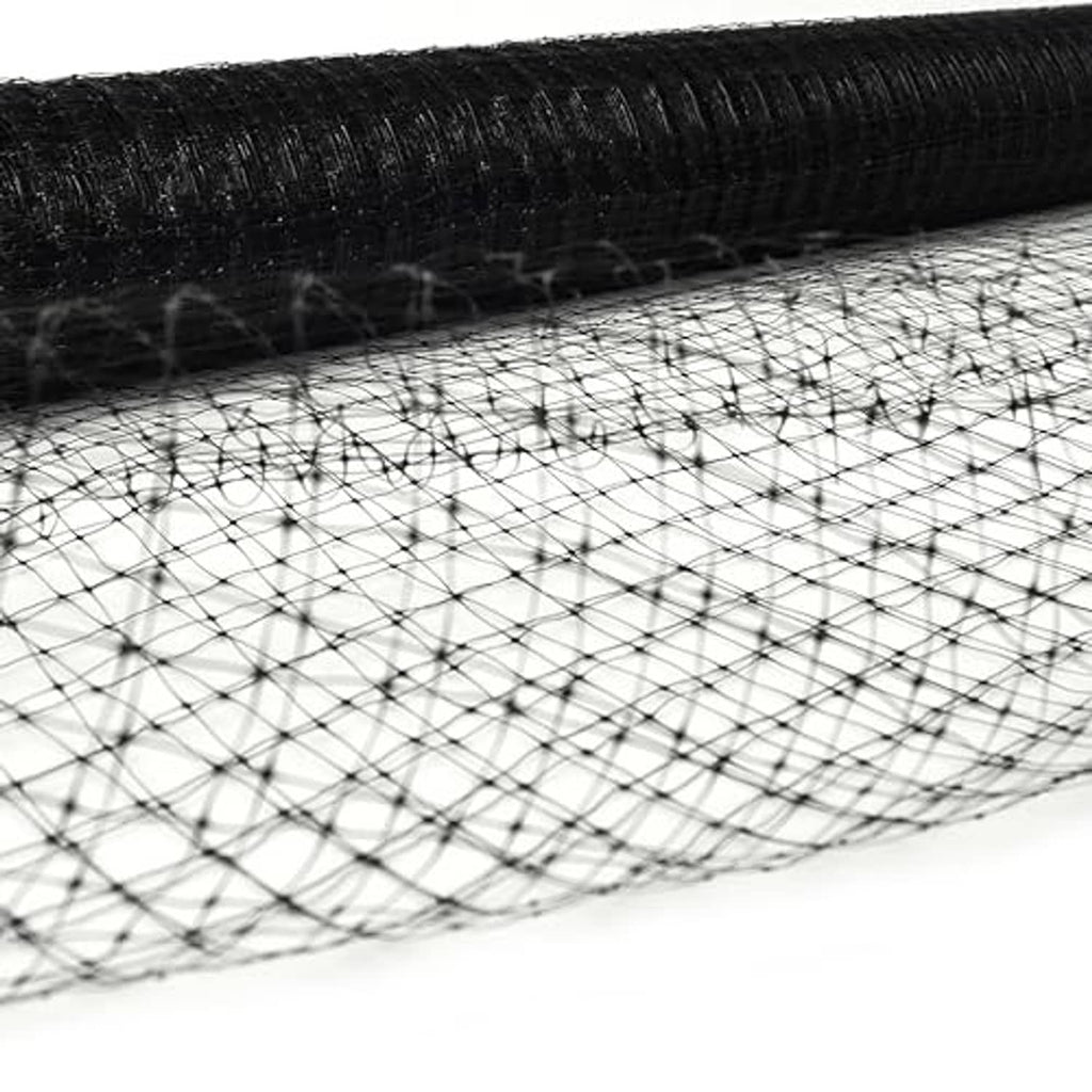 Close-up of black-and-white protective mesh grid