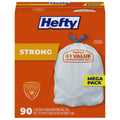 Hefty Strong 13-gallon tall kitchen drawstring trash bags, unscented mega pack, box view