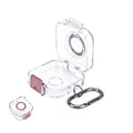 Clear plastic charger case with ring charging cup and carabiner keychain loop