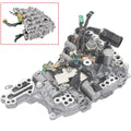 CVT transmission control valve body with solenoids, silver aluminum housing and wiring connectors