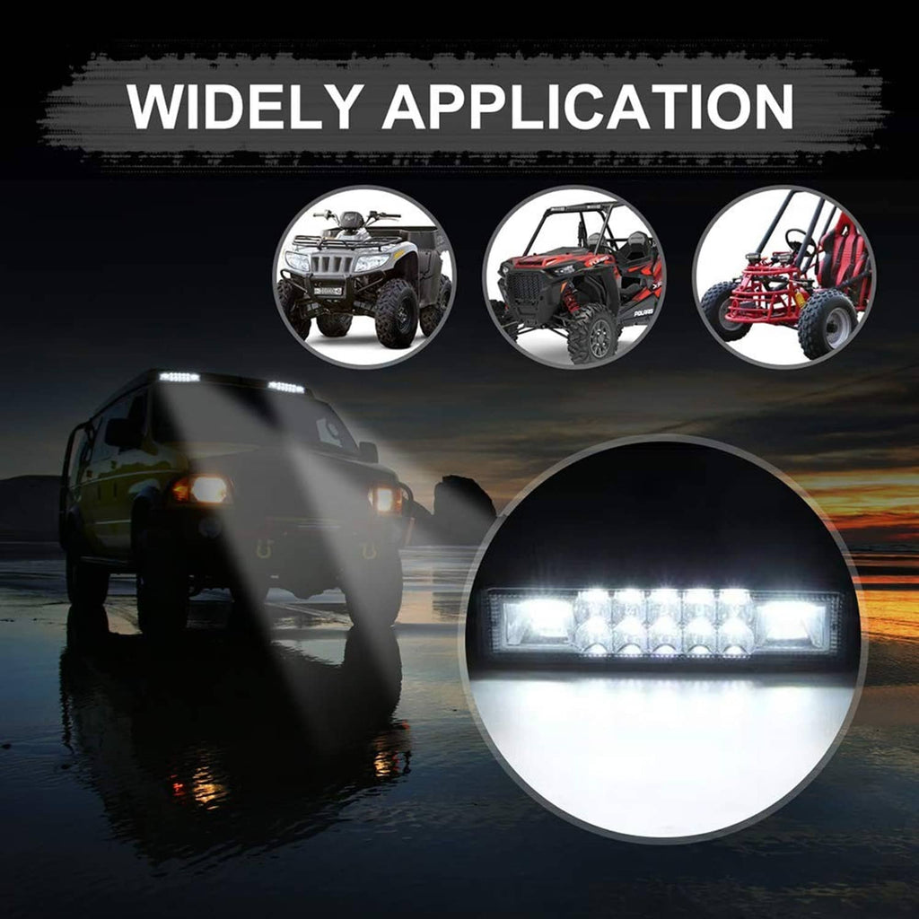 Rectangular LED light bar emitting bright white driving light from multiple LED pods