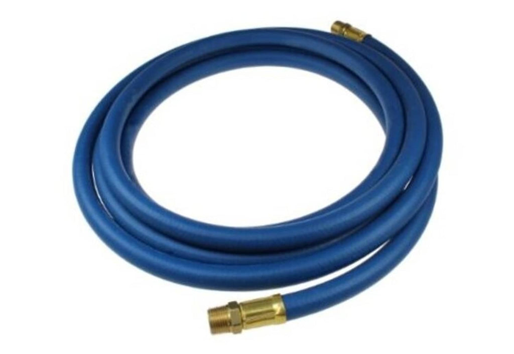 Blue multipurpose hose with brass connector ends, 1/4 in ID
