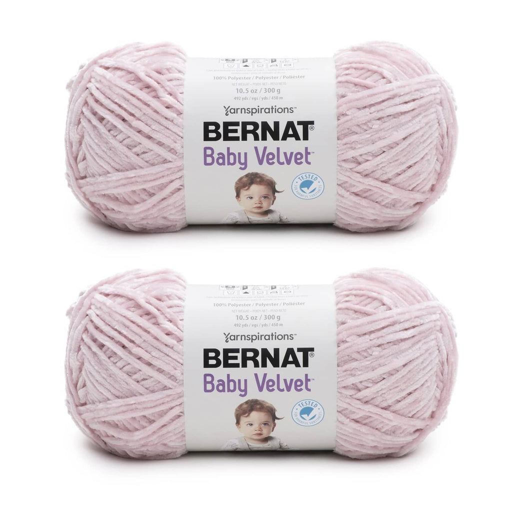 Bernat Baby Velvet yarn 2-pack in pale pink, two twisted skeins