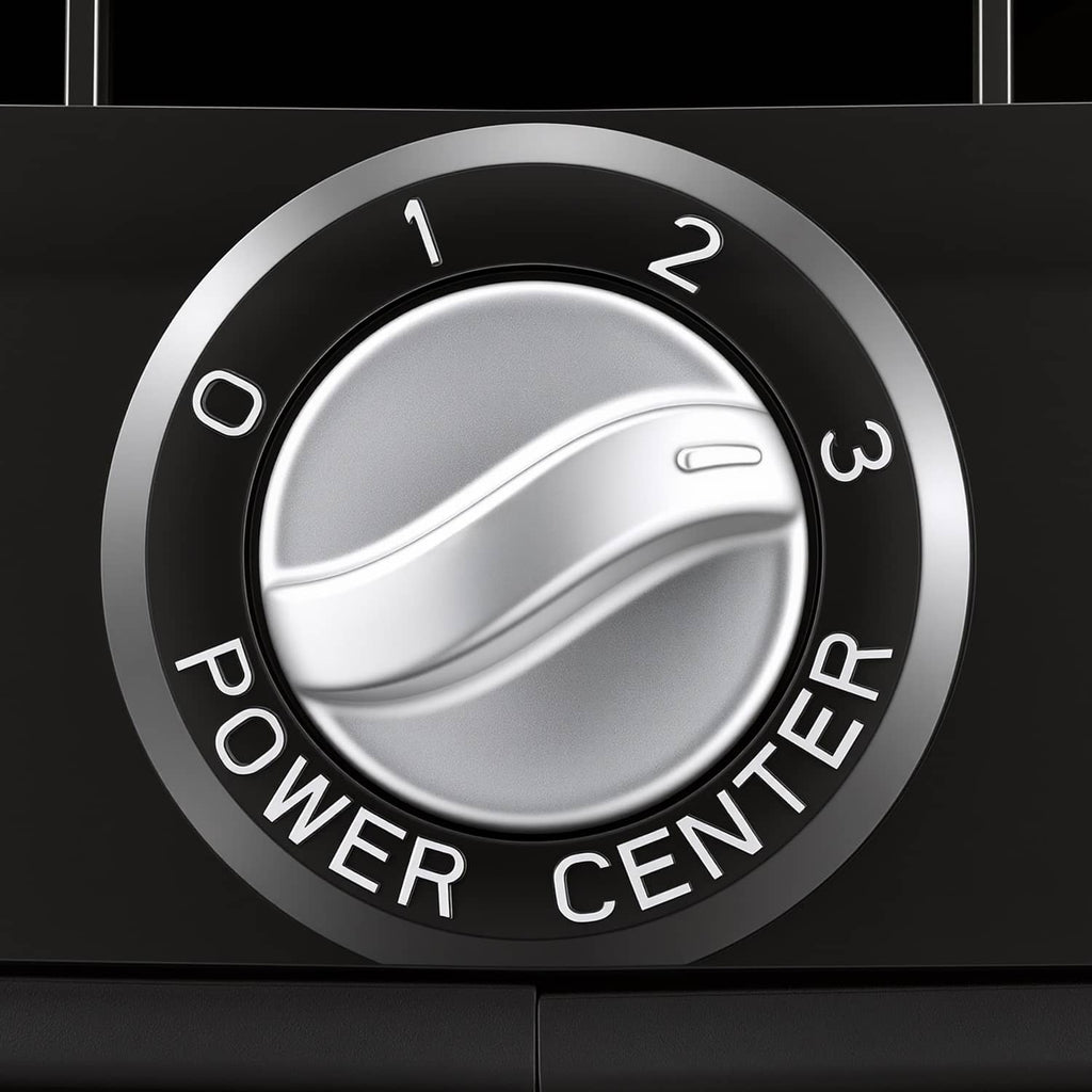 Power dial control with numbered settings and POWER CENTER text