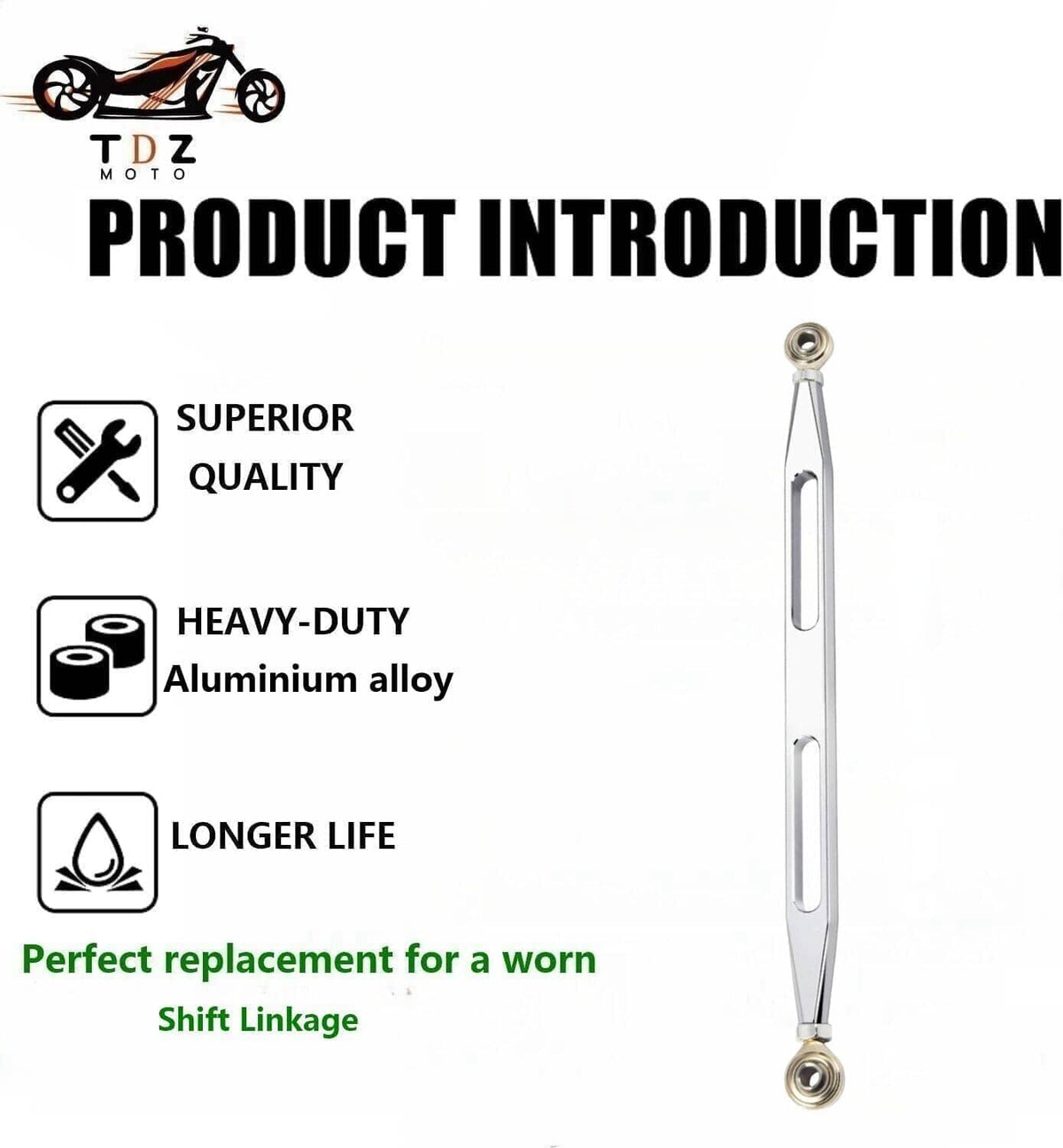 Chrome shift linkage rod with two ball-joint style ends