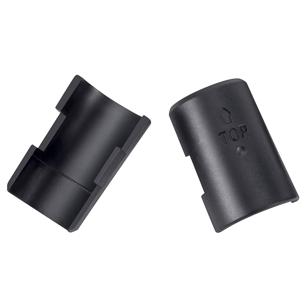 Pair of black wire shelf lock clips with TOP indicator, for 1-inch posts