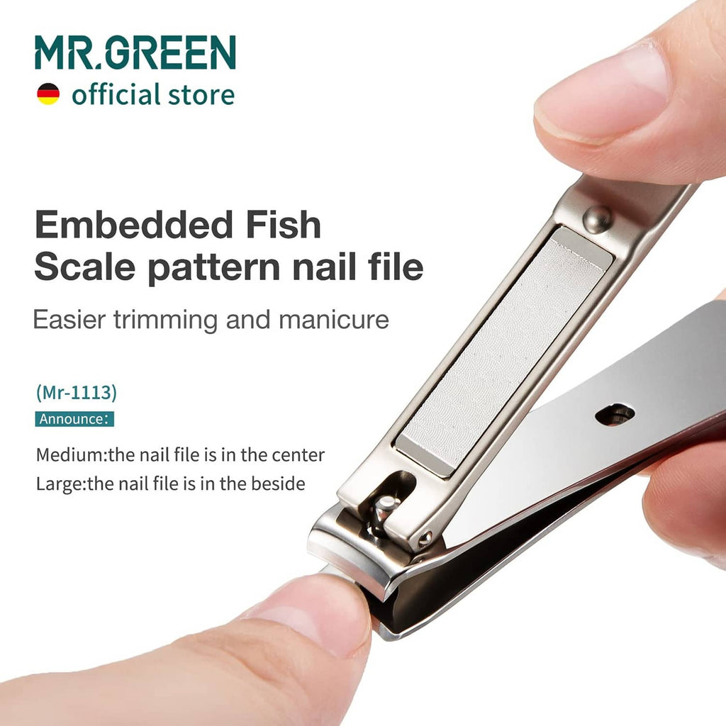 Nail clipper with embedded fish-scale nail file on the handle