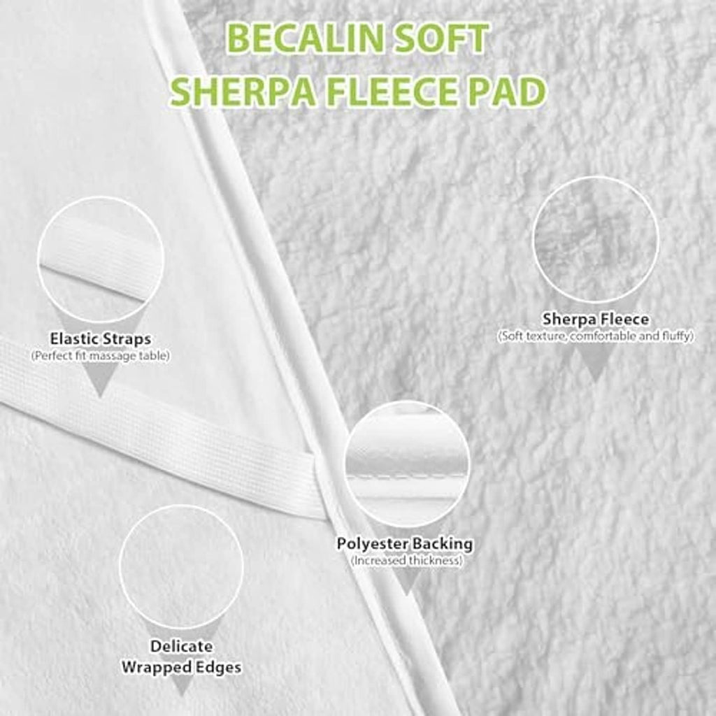 White sherpa fleece heating pad with elastic straps and soft textured surface