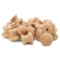 Unfinished natural wooden cabinet knobs, assorted star and round shapes with holes