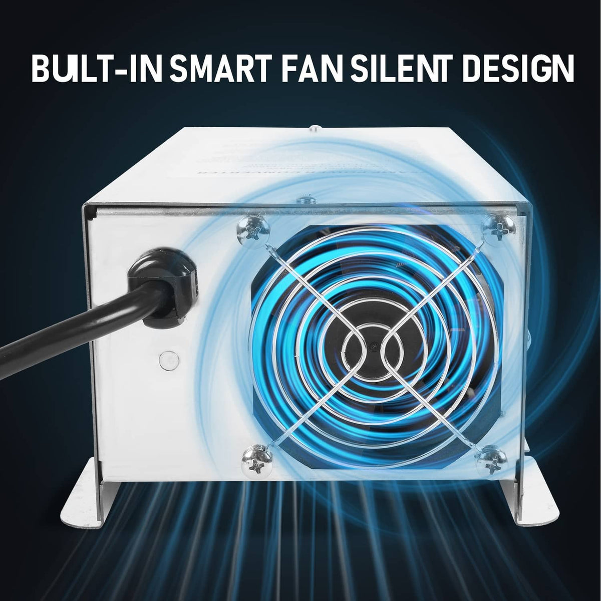 Power converter charger front panel with circular cooling fan grille