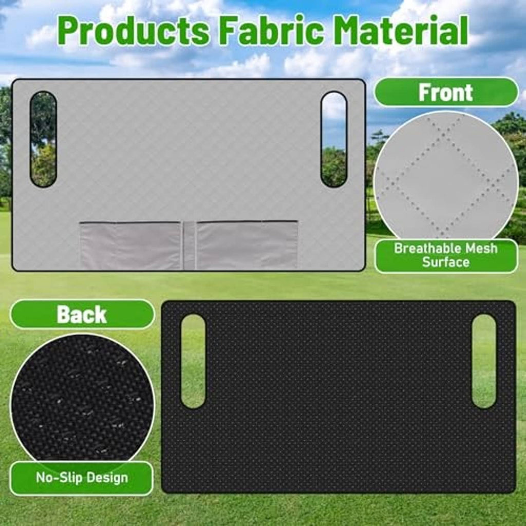 Grey seat cover blanket fabric with breathable mesh front and textured no-slip back