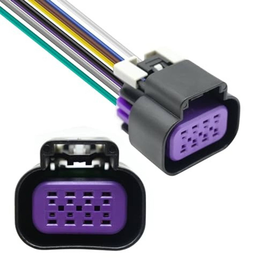 Throttle body connector pigtail with purple 8-pin plug and colored wire leads