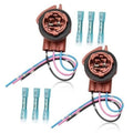 Pre-wired harness socket adapter with two round plugs and multicolor pigtail wires