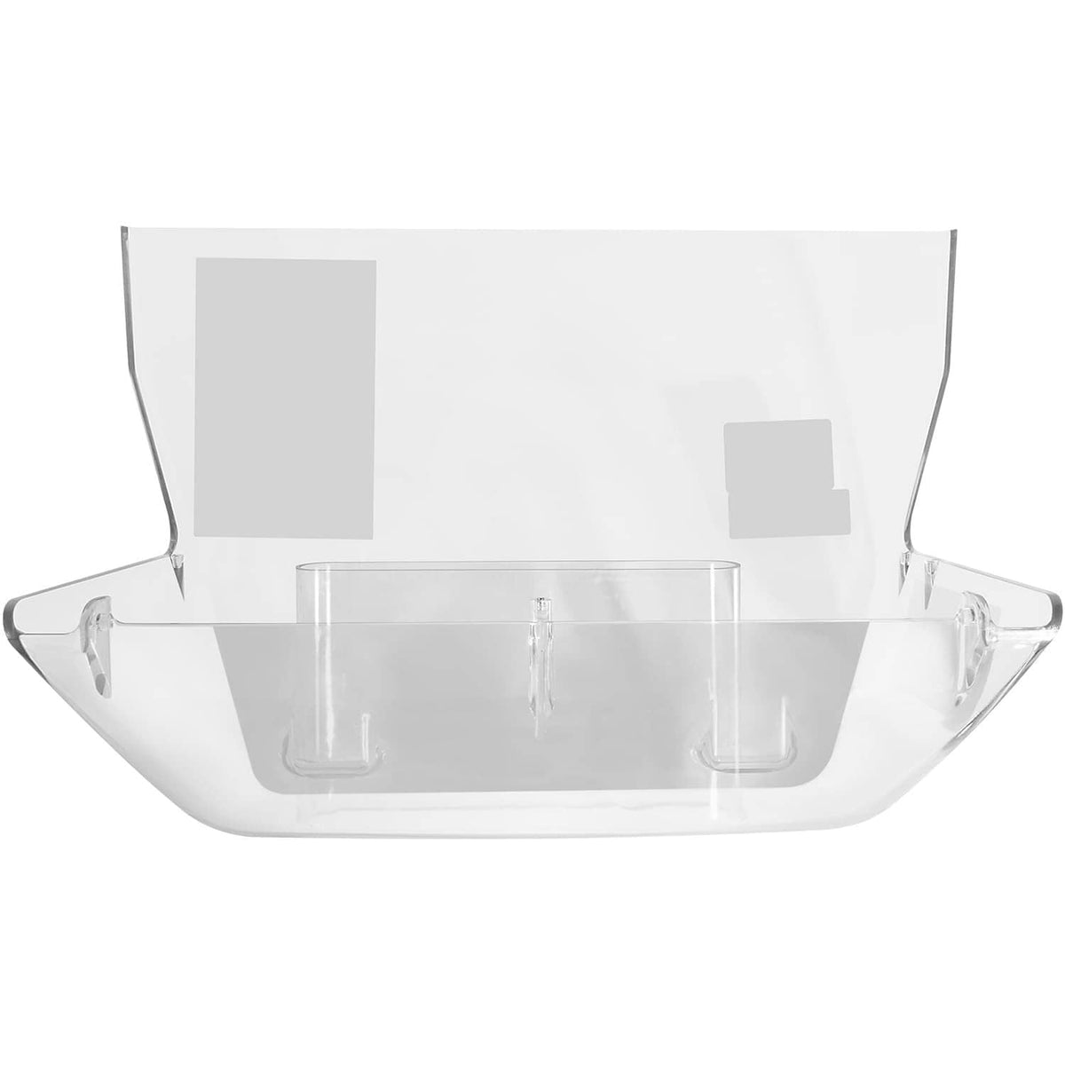 Clear plastic safety cover front view with transparent mounting brackets.