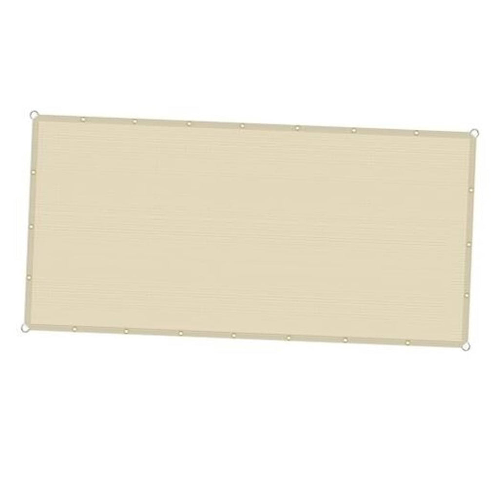 Beige rectangular sun shade sail cloth with metal grommets along all edges
