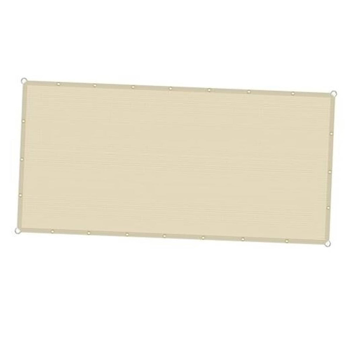 Beige rectangular sun shade sail cloth with metal grommets along all edges