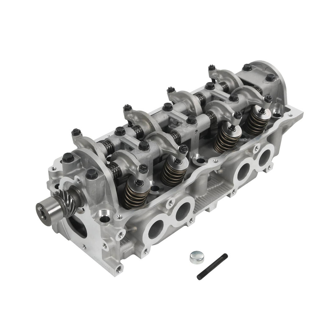 Complete cylinder head assembly with rocker arms, springs, and valve train components