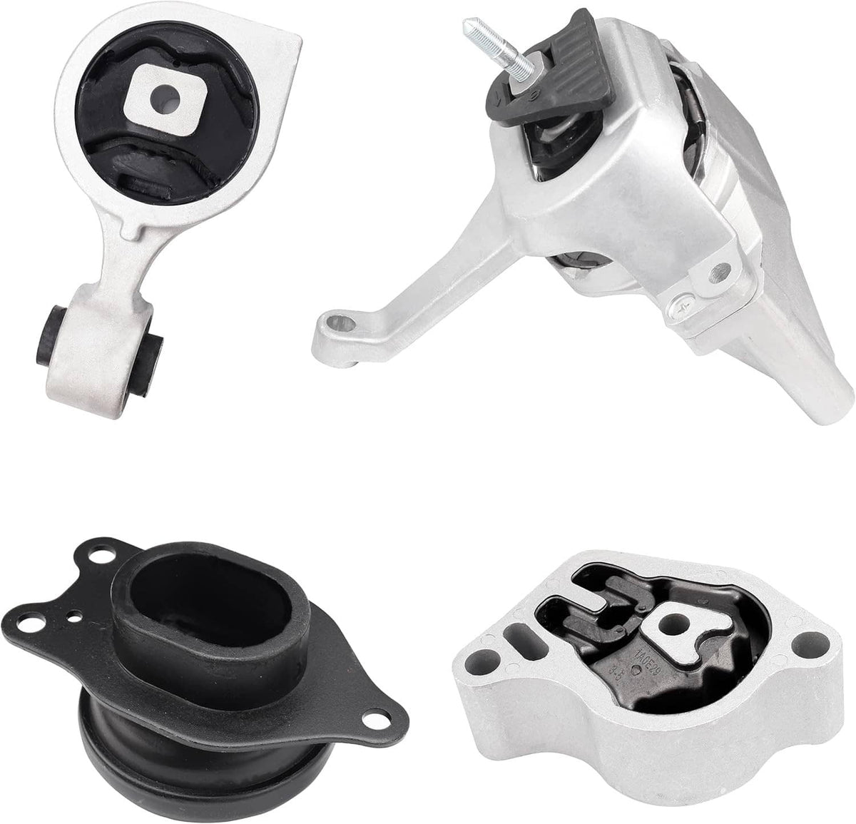 Engine motor transmission mount kit with metal brackets and black rubber bushings