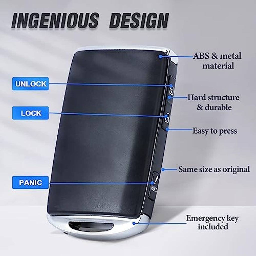 Black key fob shell cover with side buttons and emergency key slot