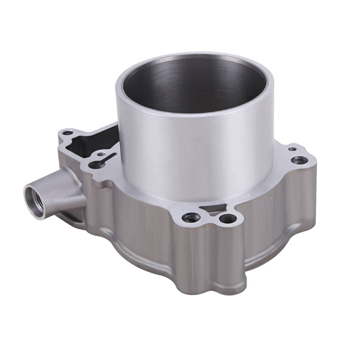 Cylinder block with side outlet and cylinder bore for piston and ring installation.