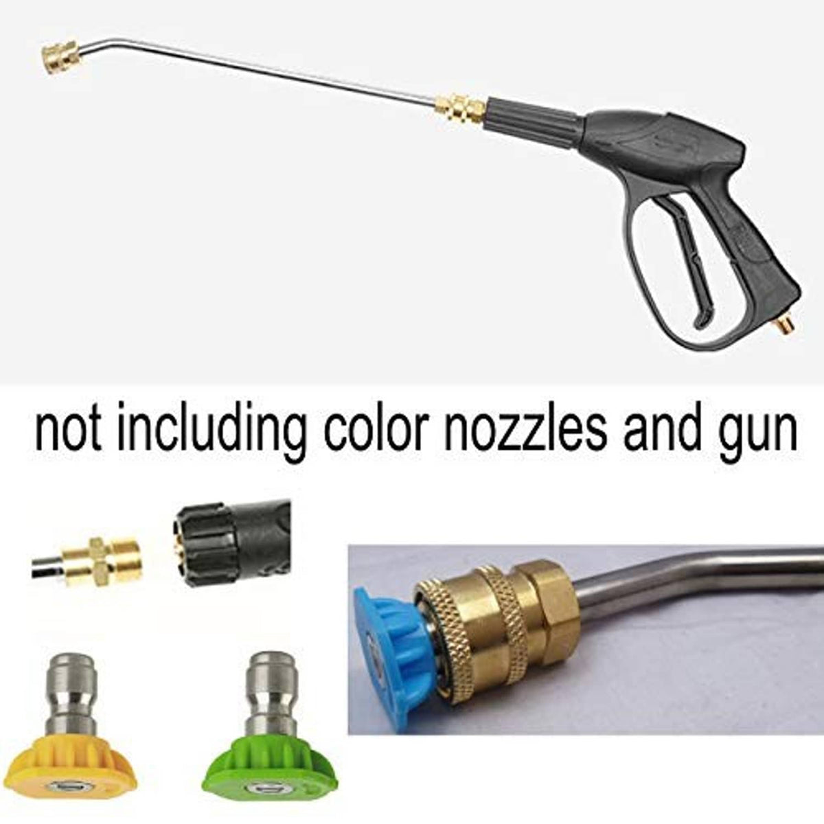Pressure washer gutter cleaner extension tube with brass connectors and black trigger gun end