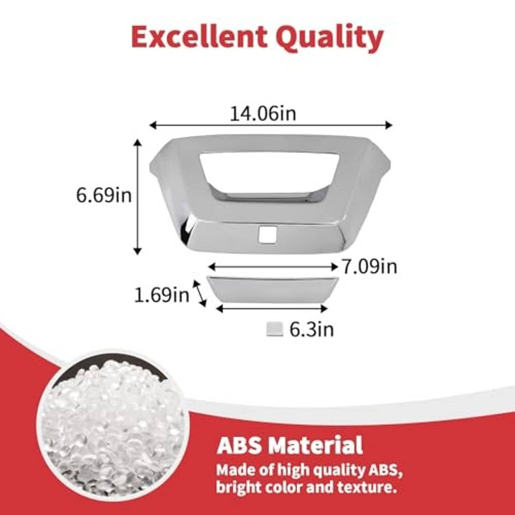 ABS chrome tailgate handle cover with size measurements