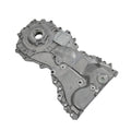 Oil pump housing assembly with circular inlet and bolt holes, cast metal finish