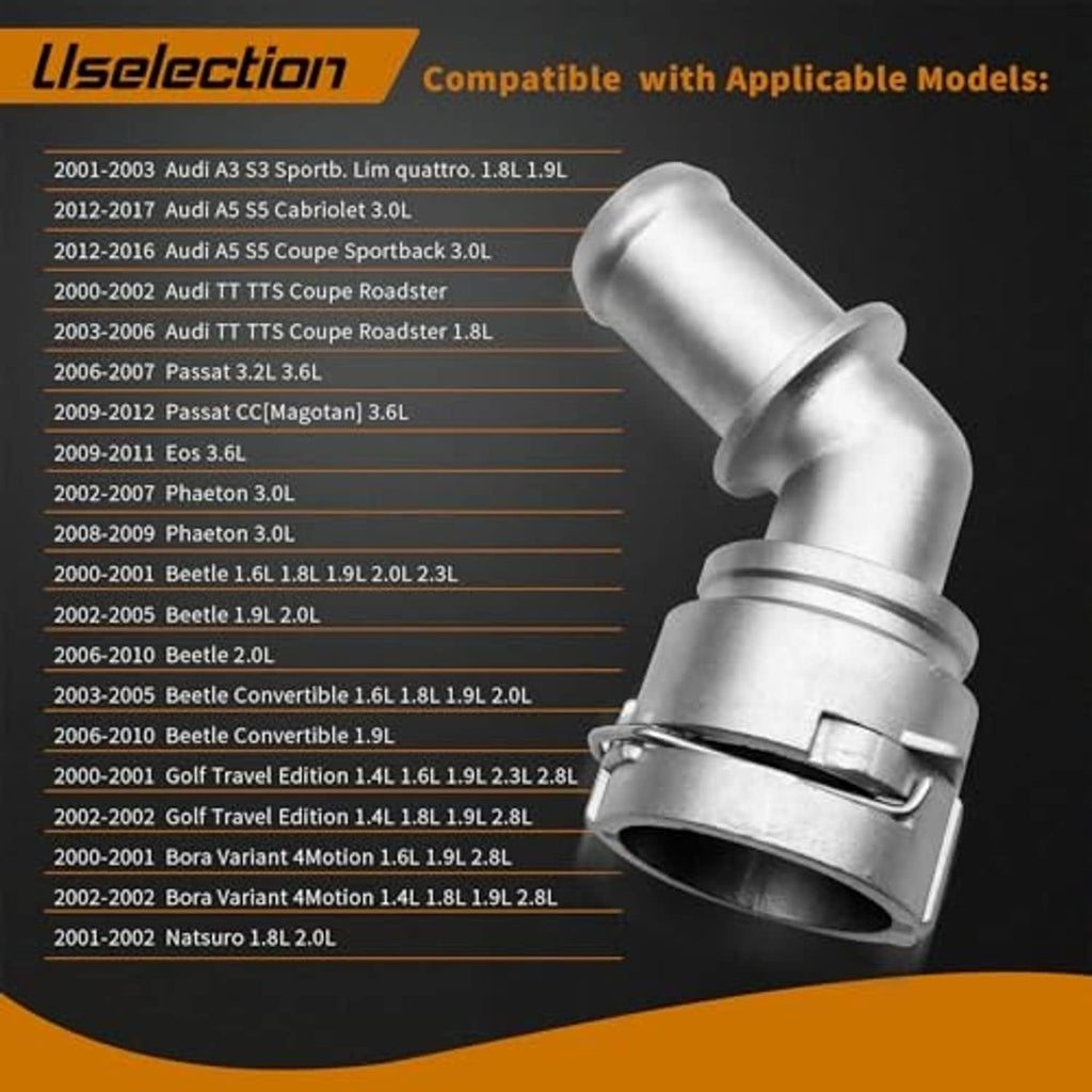 Silver aluminum cooling quick connector elbow with spring clamp and outlet hose end