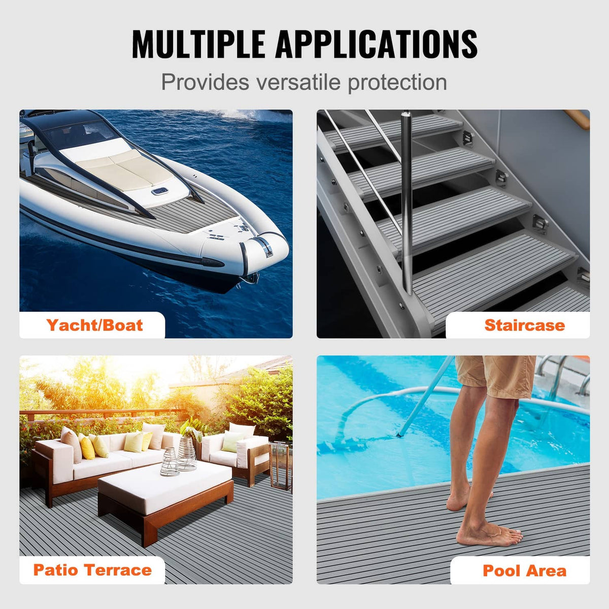 EVA foam decking flooring for yacht, stairs, patio, and pool areas in dark gray