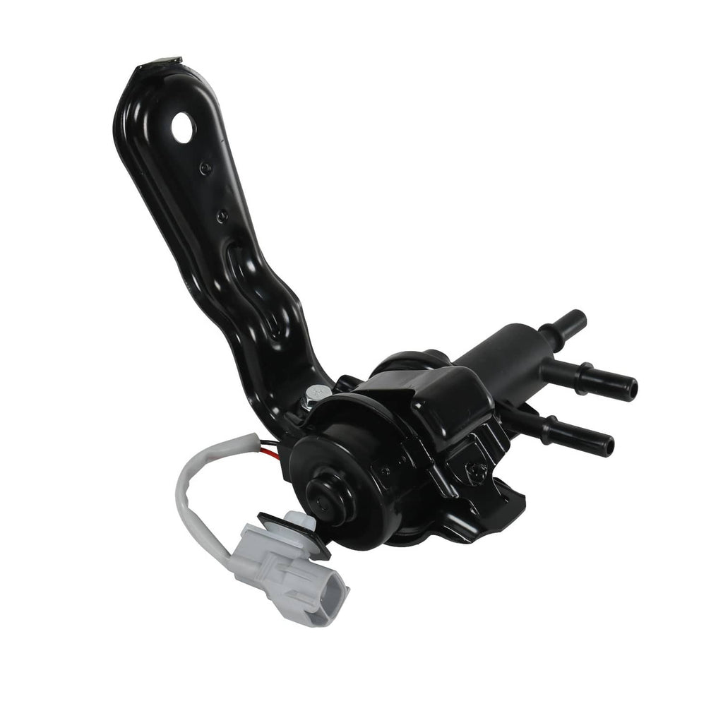 Black fuel tank valve assembly with tall bracket, gray connector, and hose ports