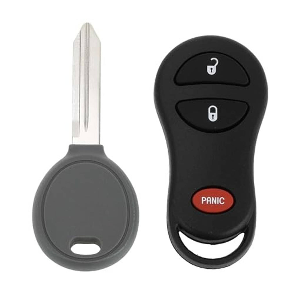 Key fob remote with removable uncut key blade and three-button controls, black housing.