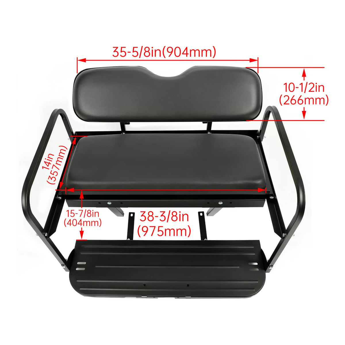 Black rear seat cushion set with contoured dark gray backrest and seat pad