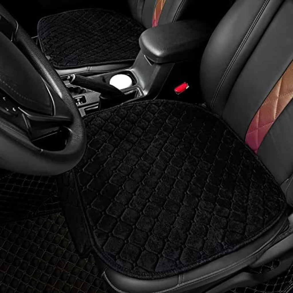 Black textured front seat cover with diamond pattern, snug fit