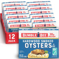 Bumble Bee hardwood smoked oysters in oil, 12-pack canned seafood boxes
