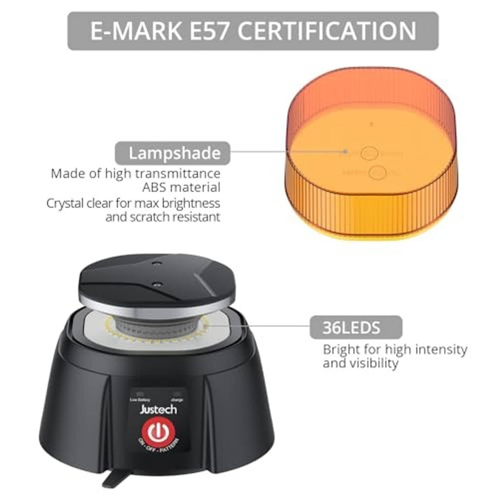 Amber lens beacon strobe with black base and multi-LED array detail